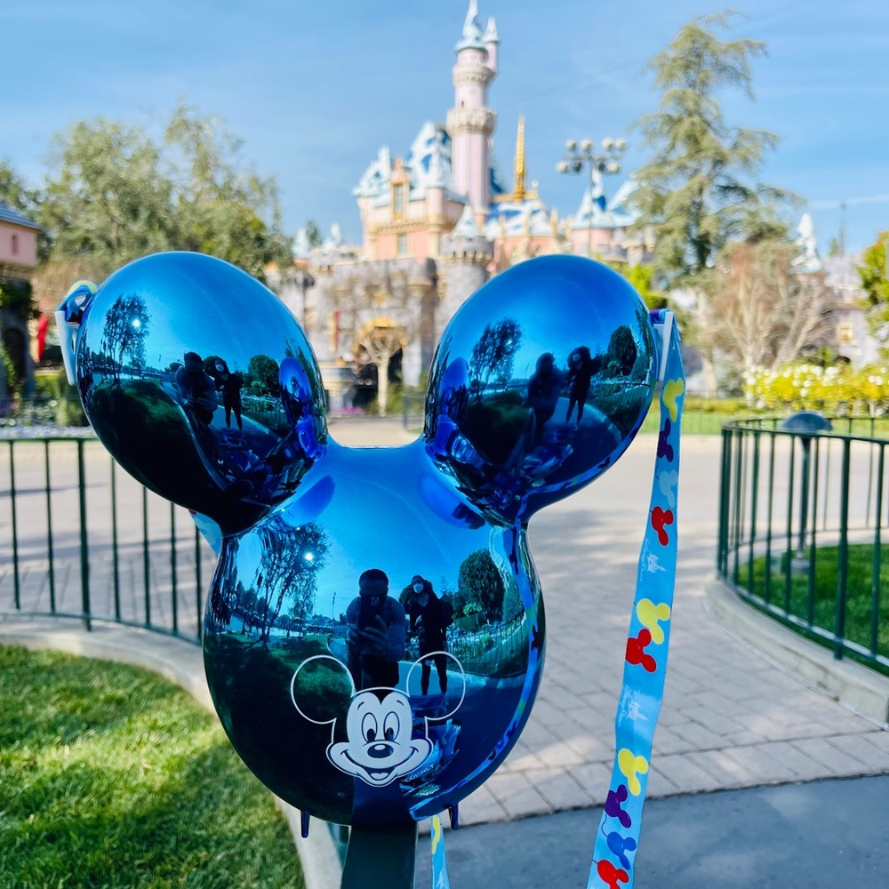 Brand new Blue metallic Mickey popcorn bucket.